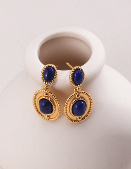 🌌Boucles Pendantes Lapis-Lazuli – Élégance Naturelle