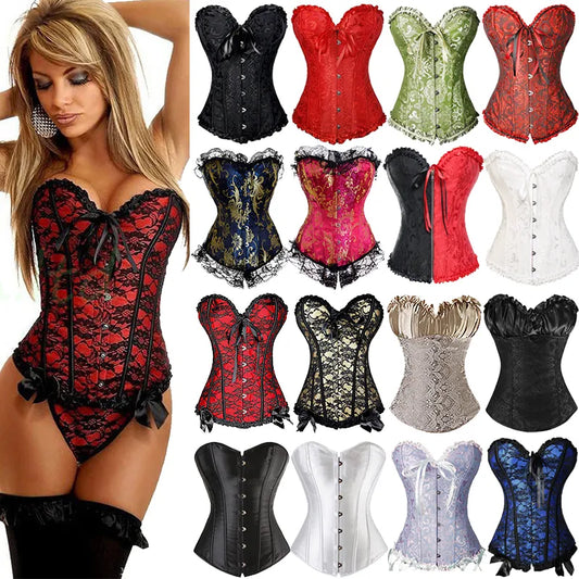 Corsets Gothiques Grande Taille, Bustier Overbust à Armatures à Lacets