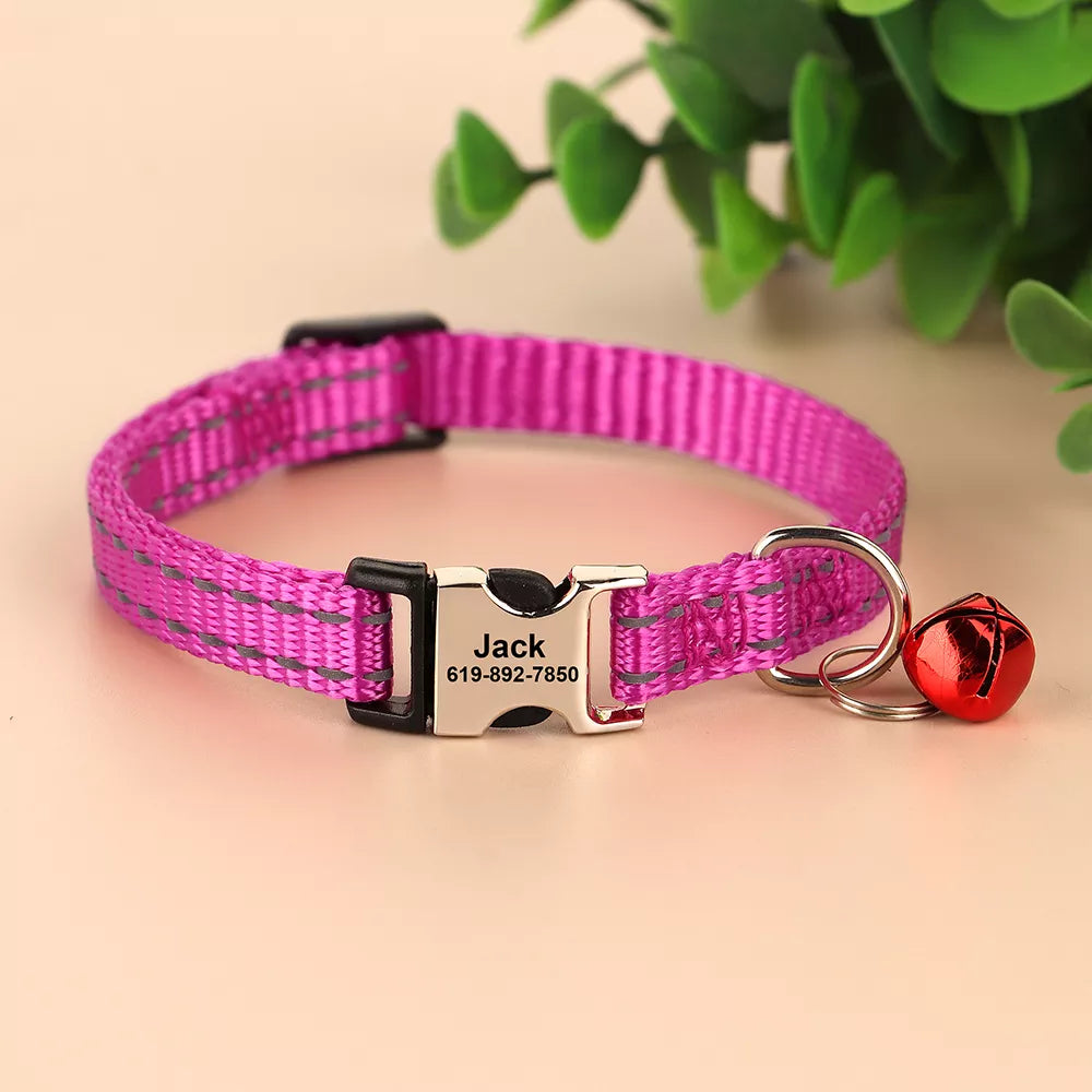 🐱 Collier Personnalisé Réfléchissant – Sécurité & Tendresse