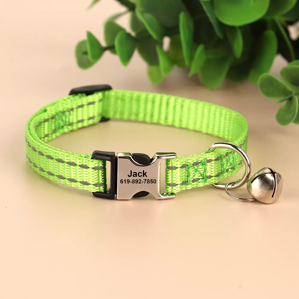 🐱 Collier Personnalisé Réfléchissant – Sécurité & Tendresse