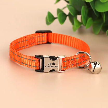 🐱 Collier Personnalisé Réfléchissant – Sécurité & Tendresse