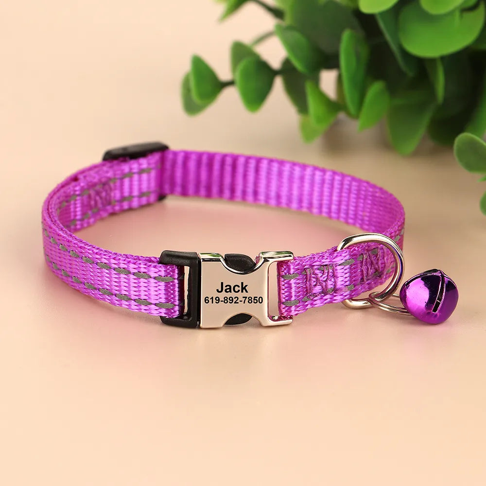 🐱 Collier Personnalisé Réfléchissant – Sécurité & Tendresse